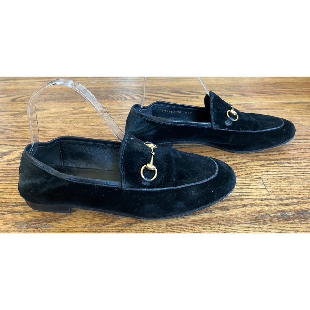 GUCCI Black Velvet Suede Horsebit Slip On Loafer Shoes Women's Size EU 38 US 7.5 - Picture 4 of 12